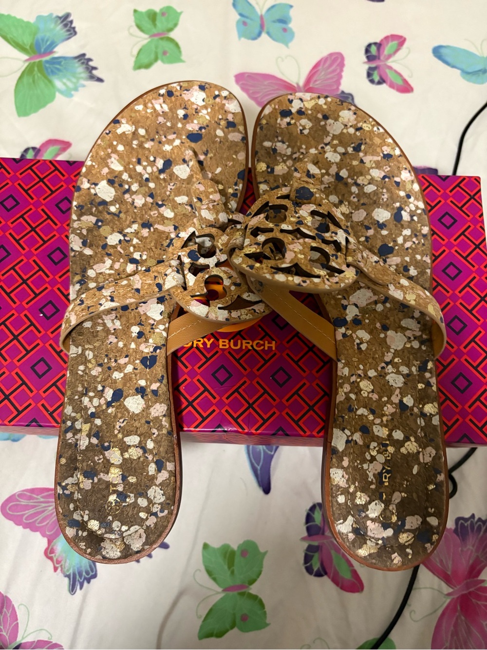Nordstrom Cork-Effect Flip Flop Sandals with Gold Logo Accent